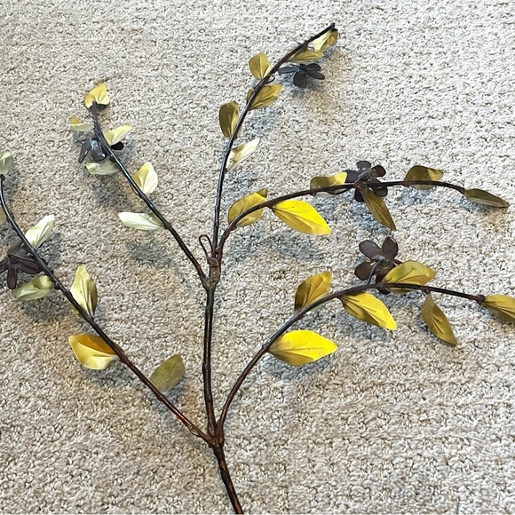 Lotus Hibiscus Purple Enamel Flower Metal Wall Hanging Spray Brass Mid Century - Picture 11 of 14